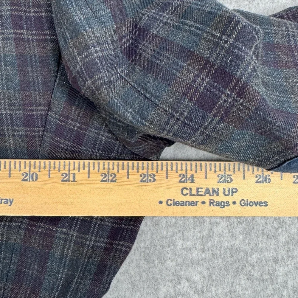 Perry Ellis Portfolio Blazer Mens 44R Gray Plaid Cotton Elbow Patch Sport Coat‎